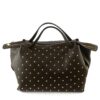Studded Leather Satchel Tote Bag