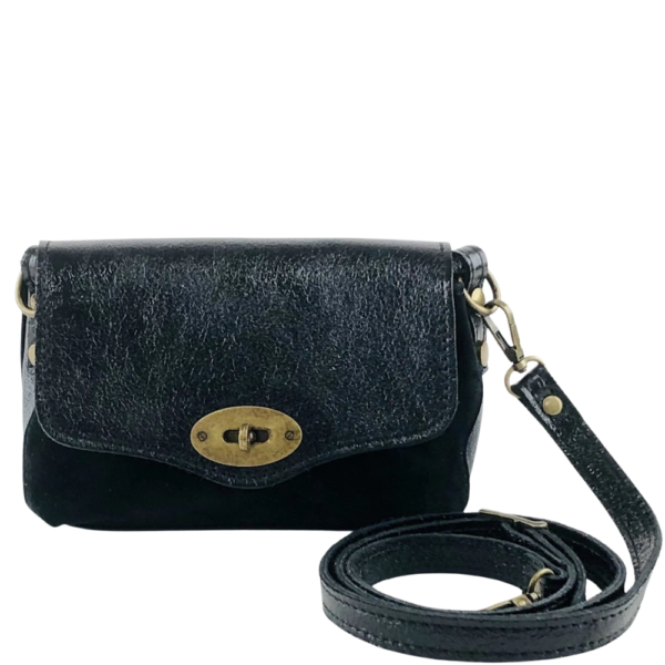 ToTheLuckyWinnerofOhavShalom_17.png Livia Suede Patta Laminato Mini Crossbody Bag