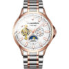 GUANQIN 2018 watch men Luminous clock men Automatic waterproof Mechanical leather rose gold skeleton business relogio masculino