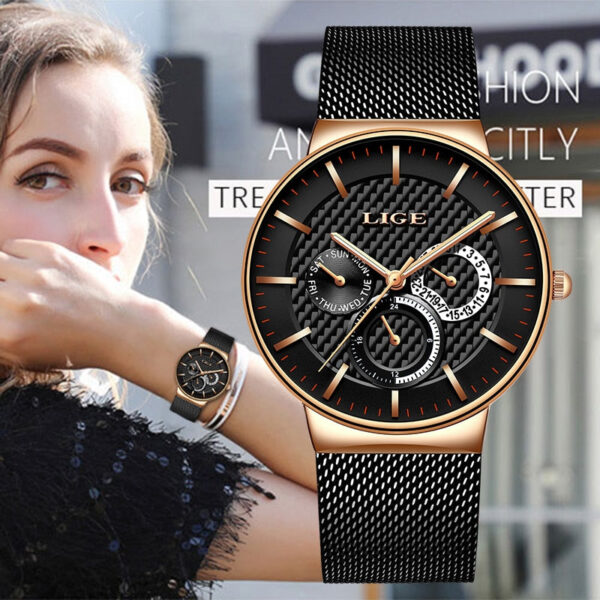 product-image-935004176.jpg LIGE New Women Fashion Watch Creative Lady Casual Watches Stainless Steel Mesh Band Stylish Desgin Luxury Quartz Watch for Women