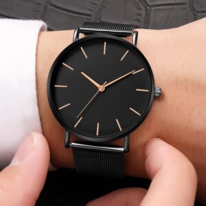 product-image-997836088.jpg Women Watches Black Watch Fashion Quartz Wristwatch Woman Mesh Band Simple Watches Luxury Ladies Clock Reloj Mujer montre femme